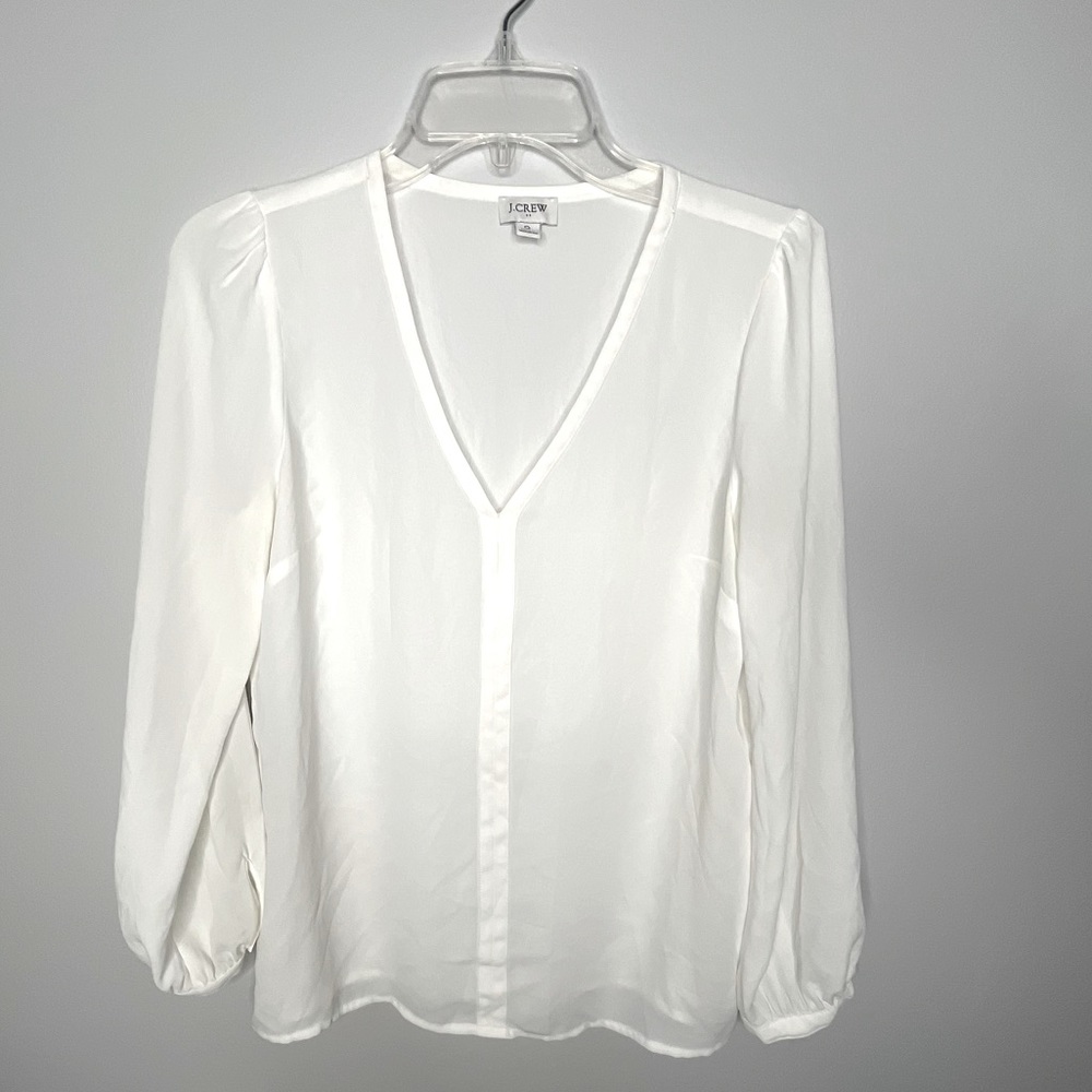 J. CREW V NECK OFF WHITE BLOUSE TOP 0